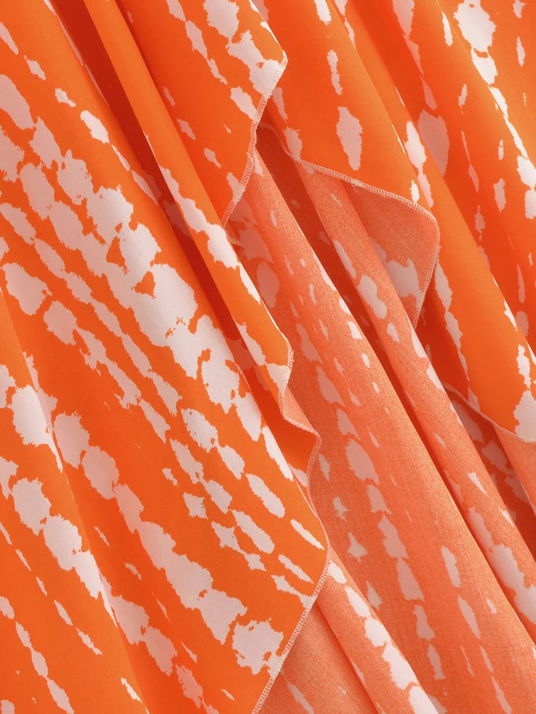 Bohemian Backless High-Low Maxi Dress | Floral Strapless Rayon Summer Holiday Dress with Tassels | Black, Sage, Orange, Aqua | S–L