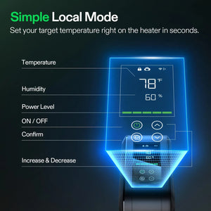 Smart Grow Tent Heater | 700W PTC | VPD Control + Sensor | 5 Heat Levels | App Control + Scheduling | Tip-Over & Overheat Protection