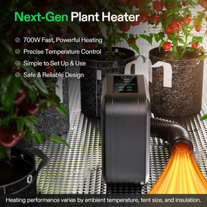 Smart Grow Tent Heater | 700W PTC | VPD Control + Sensor | 5 Heat Levels | App Control + Scheduling | Tip-Over & Overheat Protection