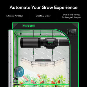 Smart Ventilation Kit Pro 8″ | AeroZesh G8 Inline Fan + WiFi Temp & Humidity Controller + Carbon Filter + Ducting | 725 CFM Quiet Ventilation for Large Grow Tents