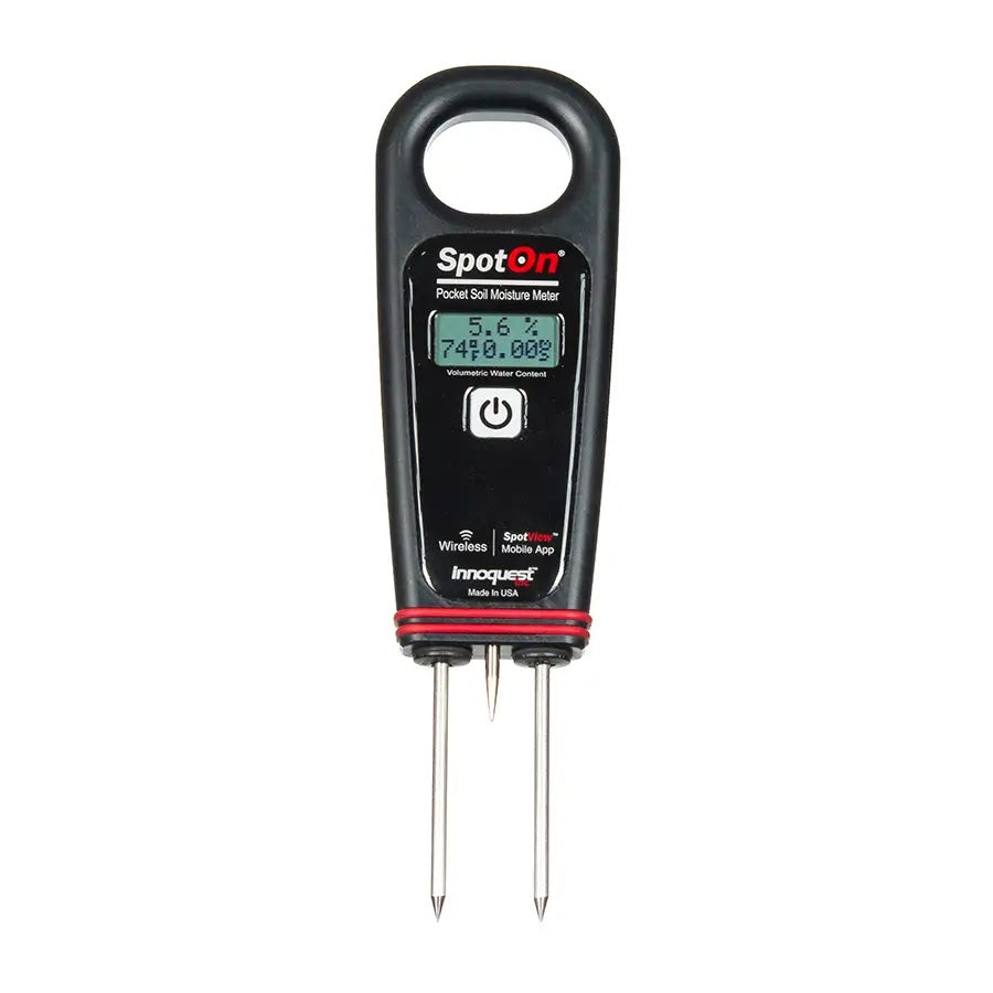 SpotOn Pocket Soil Moisture Meter | VWC + EC (Bulk & Pore) + Temperature | Bluetooth to SpotView App | Backlit Display | IP64 Rain/Dust Rated