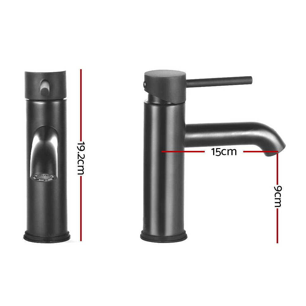 Bathroom Basin Mixer Tap | Round | Brass Faucet | Vanity | Laundry | Black