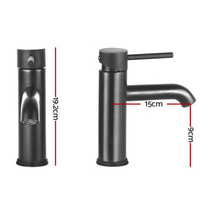 Bathroom Basin Mixer Tap | Round | Brass Faucet | Vanity | Laundry | Black