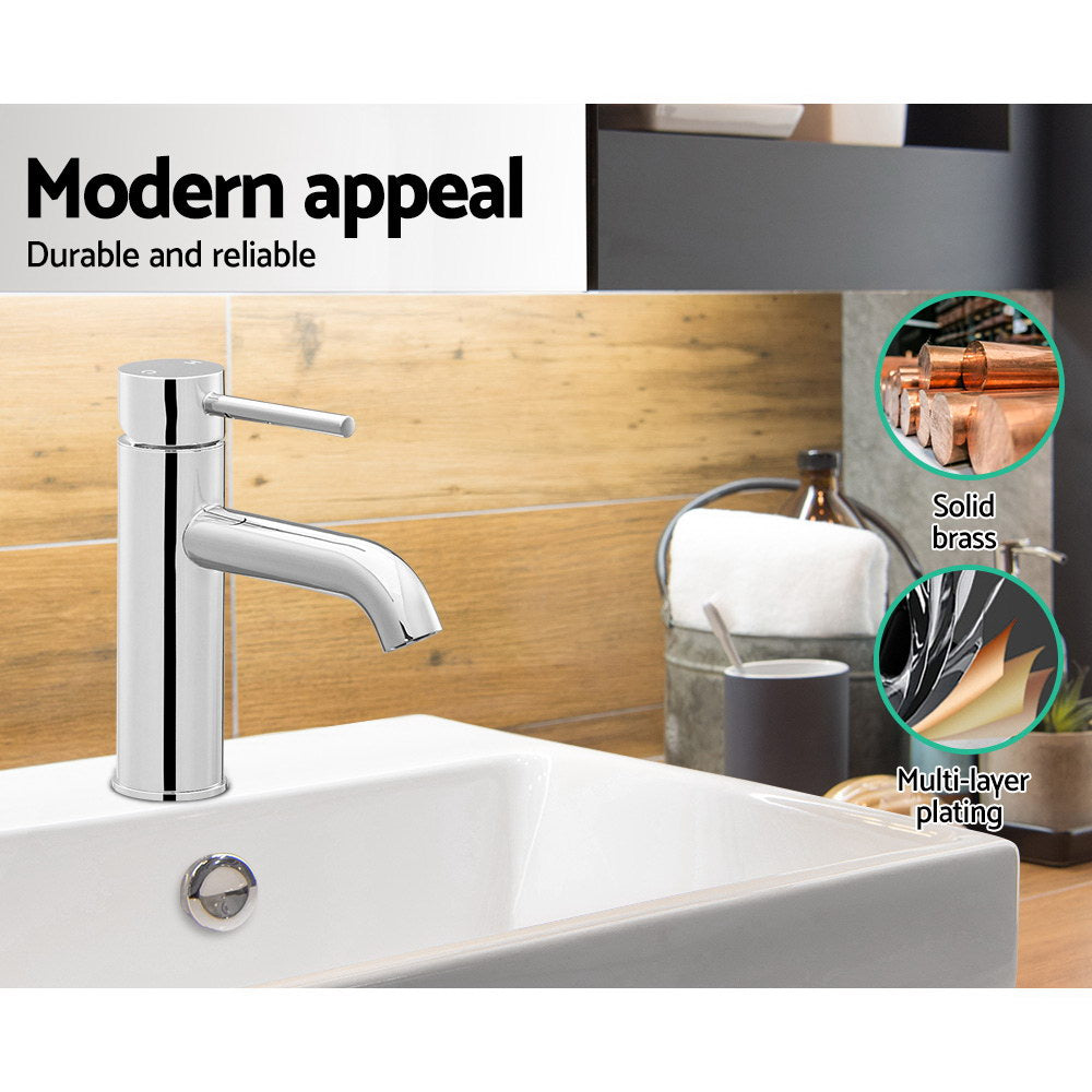 Cefito | Bathroom Basin Mixer Tap | Round Brass Faucet | Vanity Laundry | Chrome