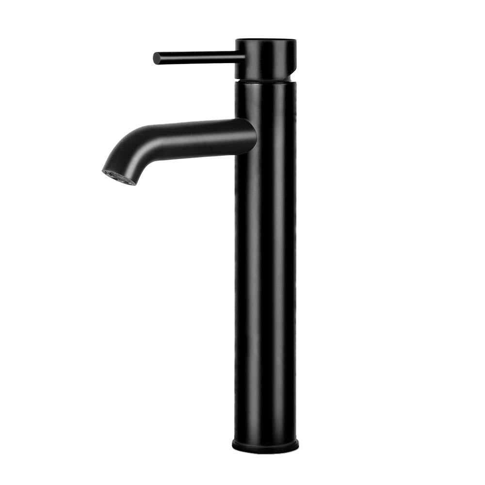 Cefito | Bathroom Basin Mixer Tap | Round Tall Faucet | Vanity Laundry | Black