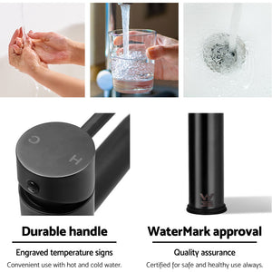 Cefito | Bathroom Basin Mixer Tap | Round Tall Faucet | Vanity Laundry | Black