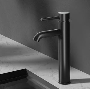 Cefito | Bathroom Basin Mixer Tap | Round Tall Faucet | Vanity Laundry | Black