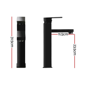 Cefito | Bathroom Basin Mixer Tap | Square Tall Faucet | Vanity Laundry | Black