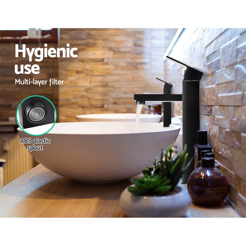 Cefito | Bathroom Basin Mixer Tap | Square Tall Faucet | Vanity Laundry | Black