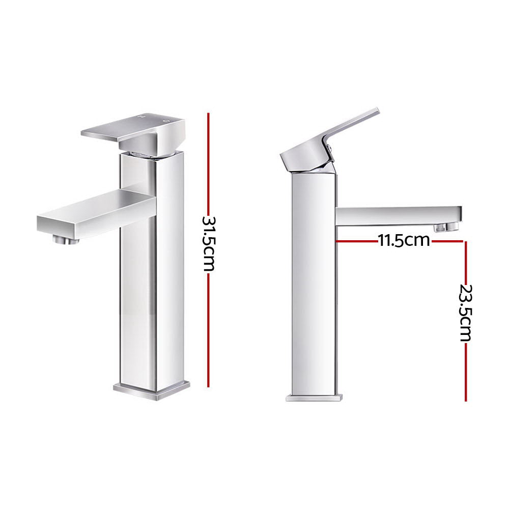 Cefito | Bathroom Basin Mixer Tap | Square Tall Faucet | Vanity Laundry | Chrome