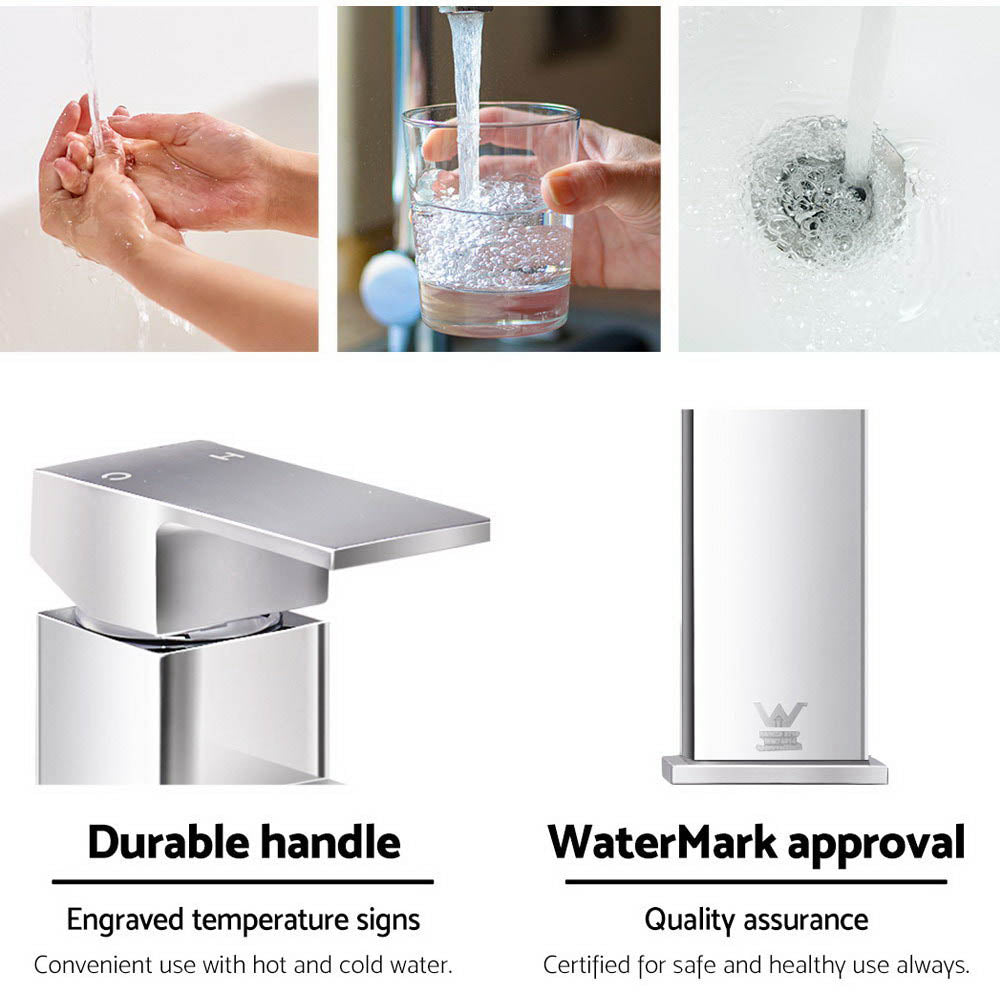 Cefito | Bathroom Basin Mixer Tap | Square Tall Faucet | Vanity Laundry | Chrome