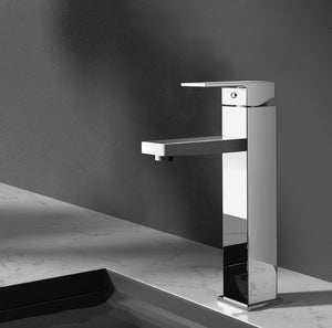 Cefito | Bathroom Basin Mixer Tap | Square Tall Faucet | Vanity Laundry | Chrome