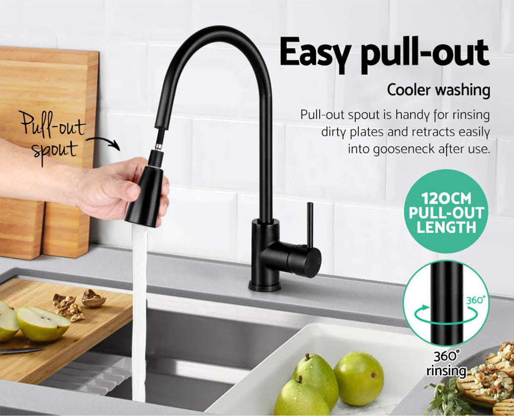 Cefito | Kitchen Mixer Tap | Pull Out | 2 Mode Sink Faucet | Basin Laundry | Black
