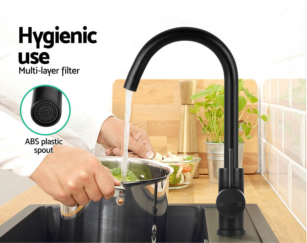 Cefito | Kitchen Mixer Tap | Mixer Round Sink Faucet | Basin Laundry | Black