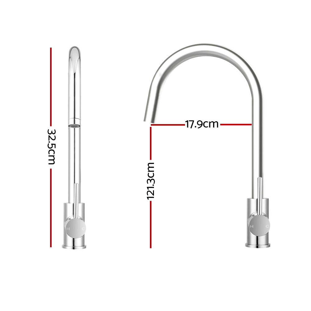 Cefito Kitchen Mixer Tap | Round Sink Faucet | Basin Laundry | Chrome