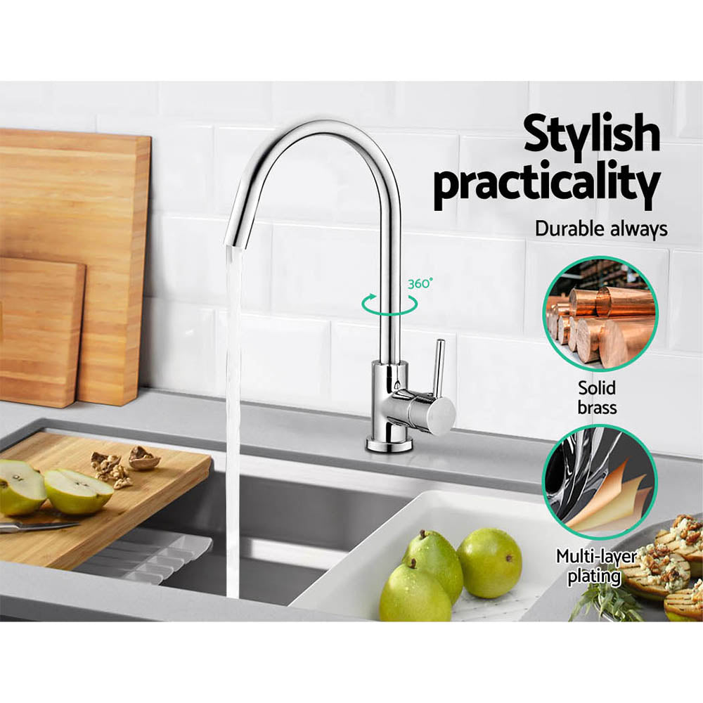 Cefito Kitchen Mixer Tap | Round Sink Faucet | Basin Laundry | Chrome