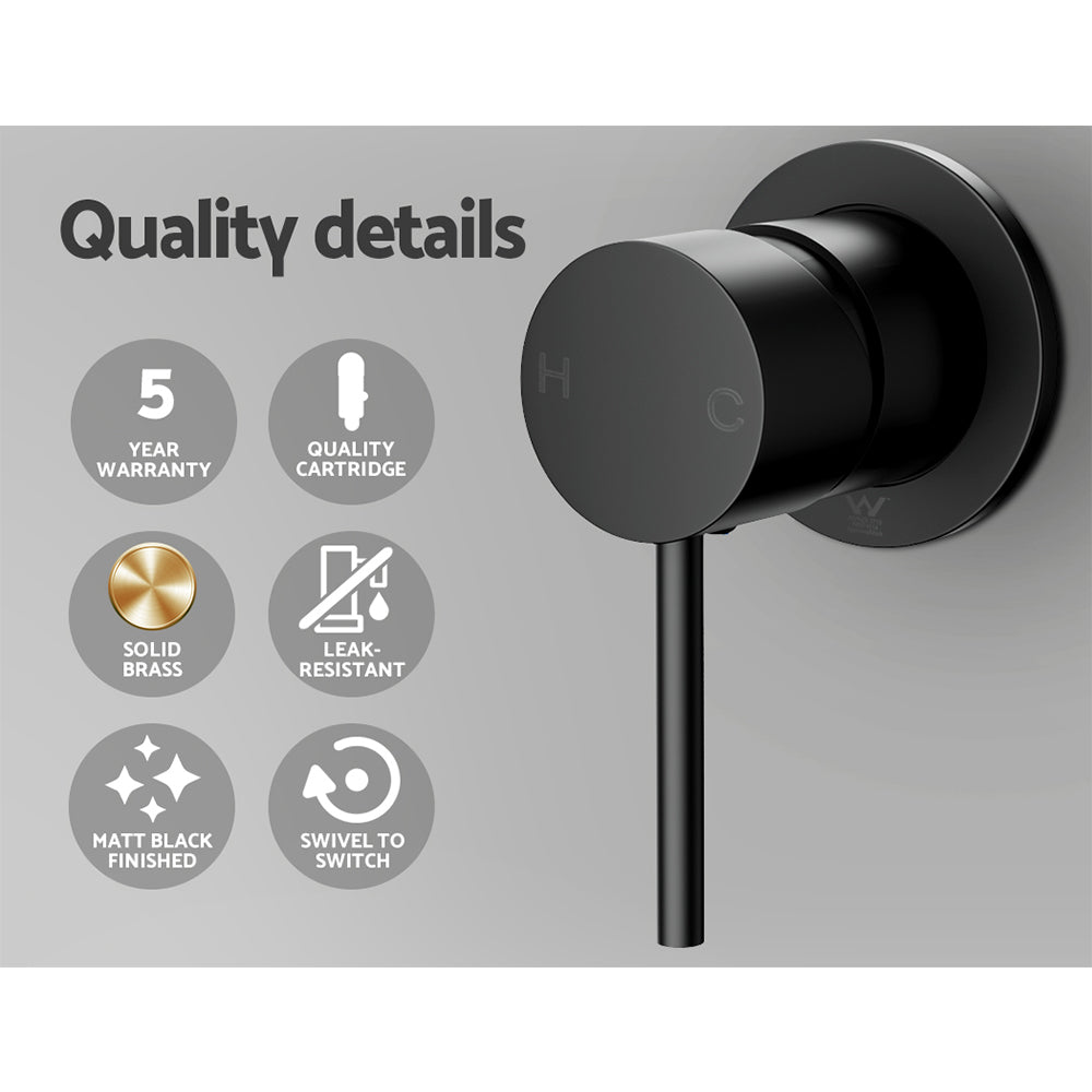 Basin Mixer Wall Tap | Round | Brass Faucet | Shower | Bathtub | Black