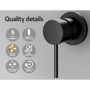 Basin Mixer Wall Tap | Round | Brass Faucet | Shower | Bathtub | Black