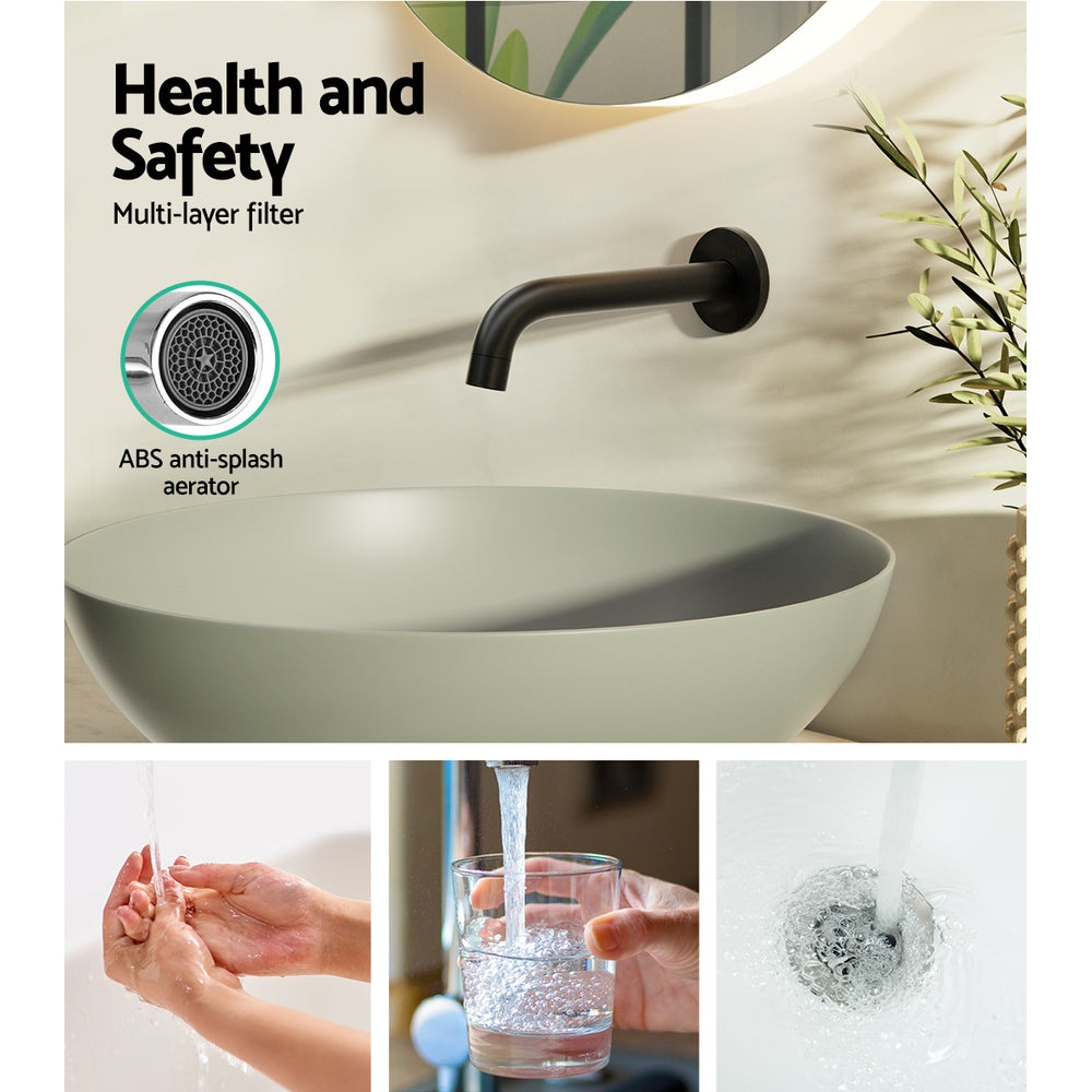 Bathroom Mixer Spout | Wall Bath Tap | Round | Shower | Bathtub | Black