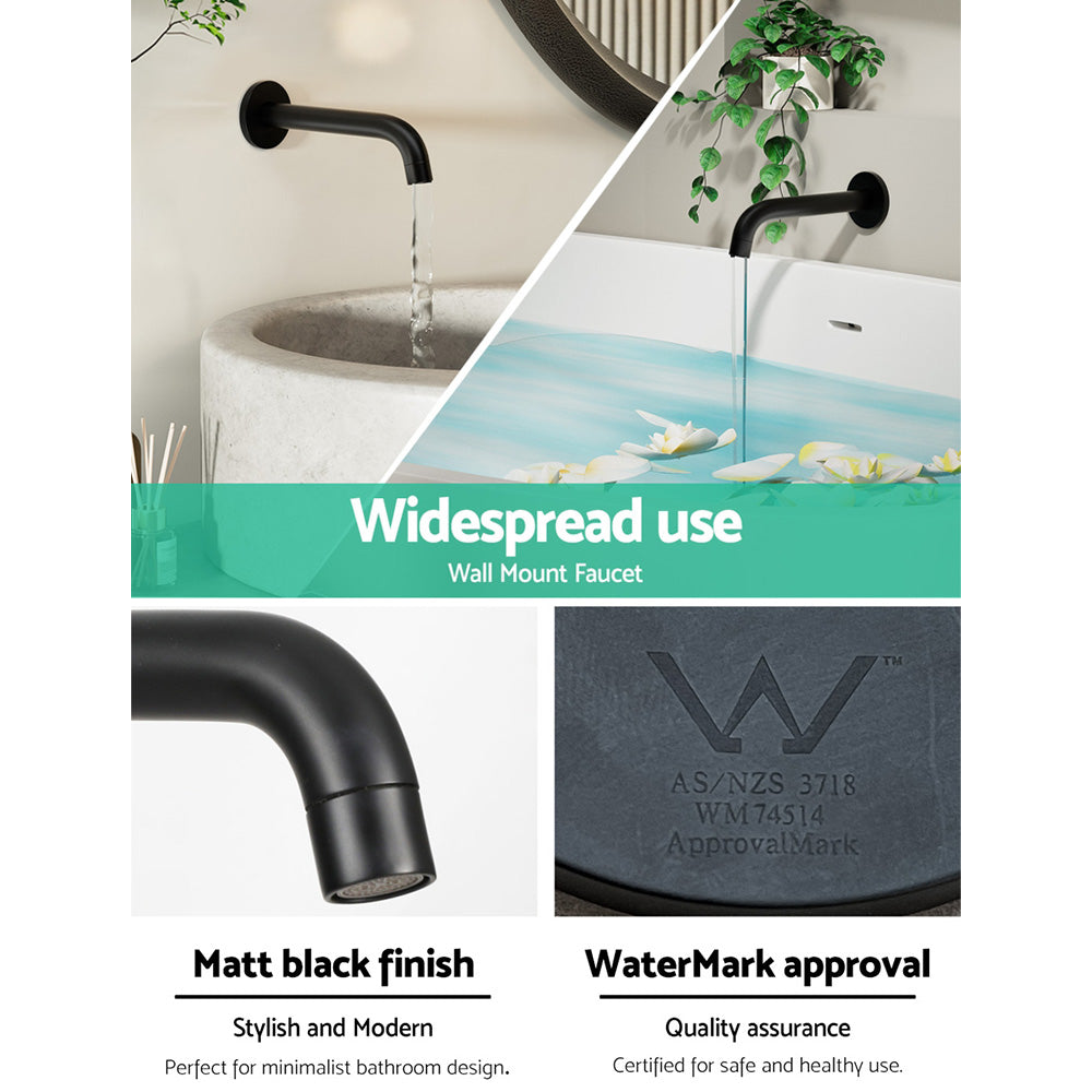 Bathroom Mixer Spout | Wall Bath Tap | Round | Shower | Bathtub | Black