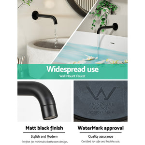 Bathroom Mixer Spout | Wall Bath Tap | Round | Shower | Bathtub | Black