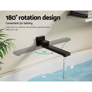 Cefito | Bathroom Mixer Spout | Wall Bath Tap | Square Swivel Bathtub | Black