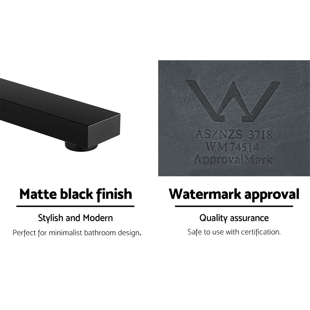 Cefito | Bathroom Mixer Spout | Wall Bath Tap | Square Swivel Bathtub | Black