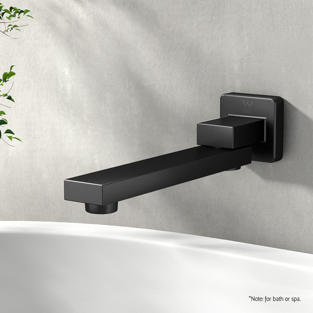 Cefito | Bathroom Mixer Spout | Wall Bath Tap | Square Swivel Bathtub | Black