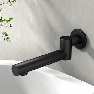 Bathroom Mixer Spout | Wall Bath Tap | Round | Swivel | Bathtub | Black