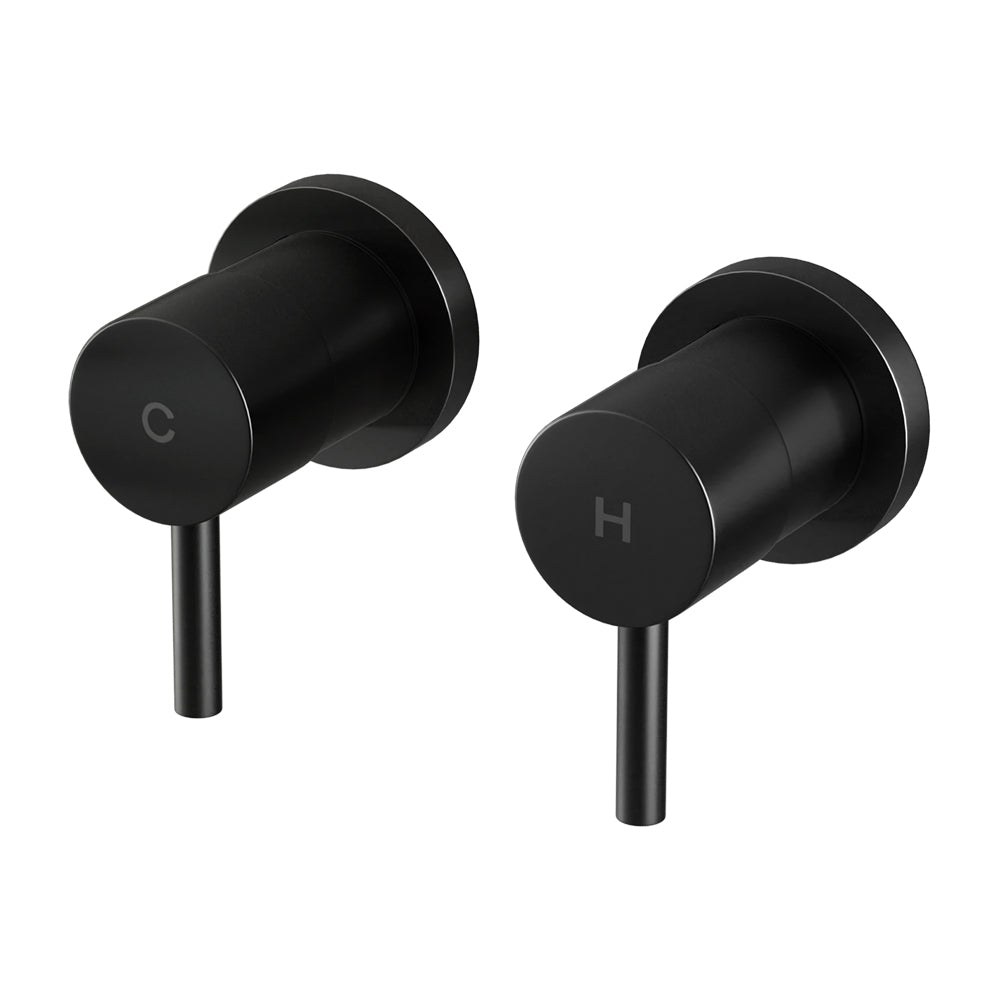 Basin Twin Tap | Wall Round | Brass Faucet | Shower Bathtub | Black
