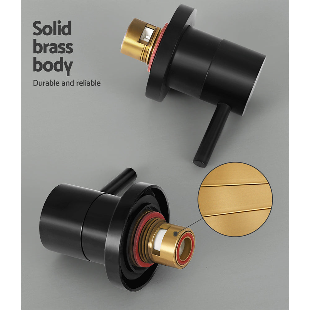 Basin Twin Tap | Wall Round | Brass Faucet | Shower Bathtub | Black