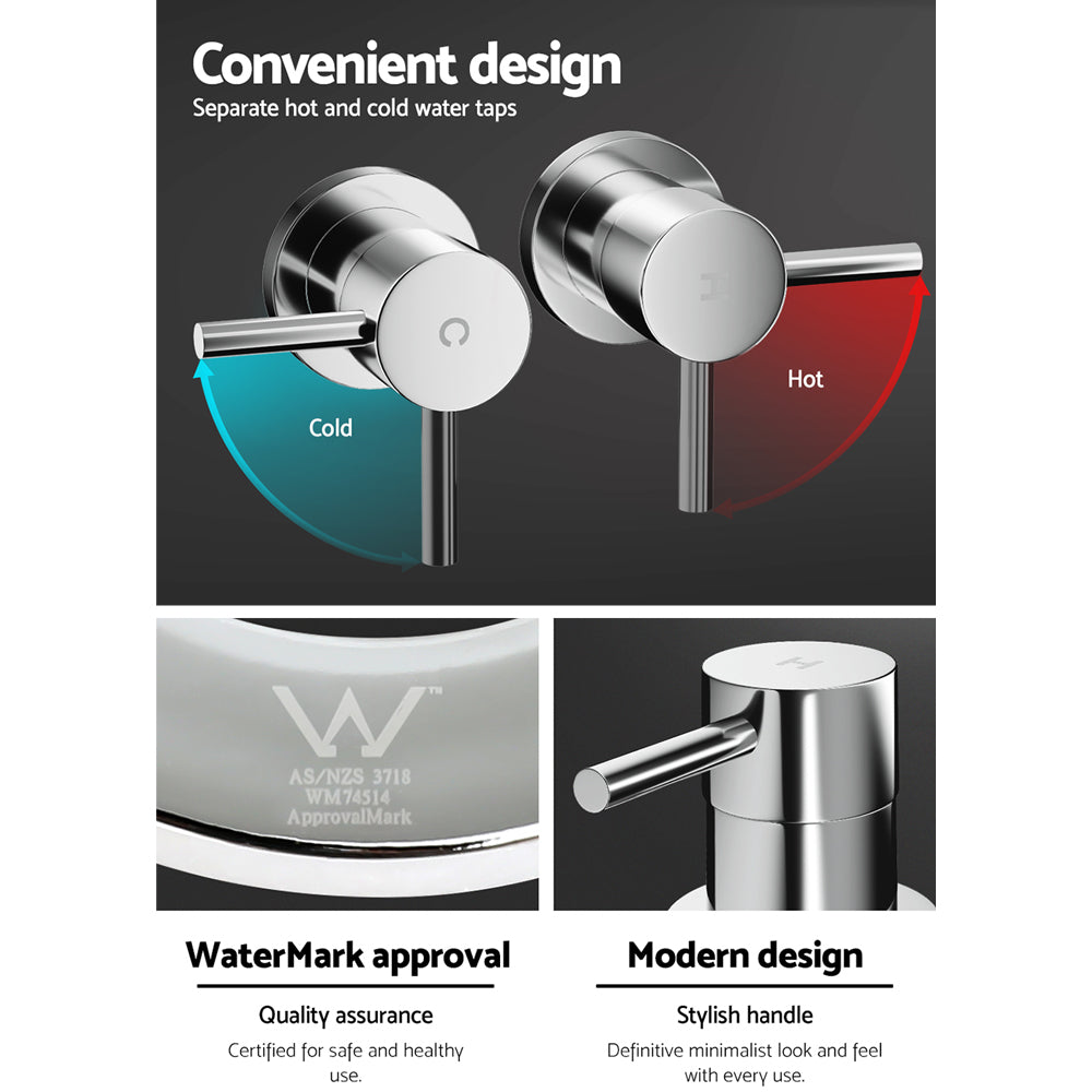 Basin Twin Tap | Wall Round | Brass Faucet | Shower Bathtub | Chrome