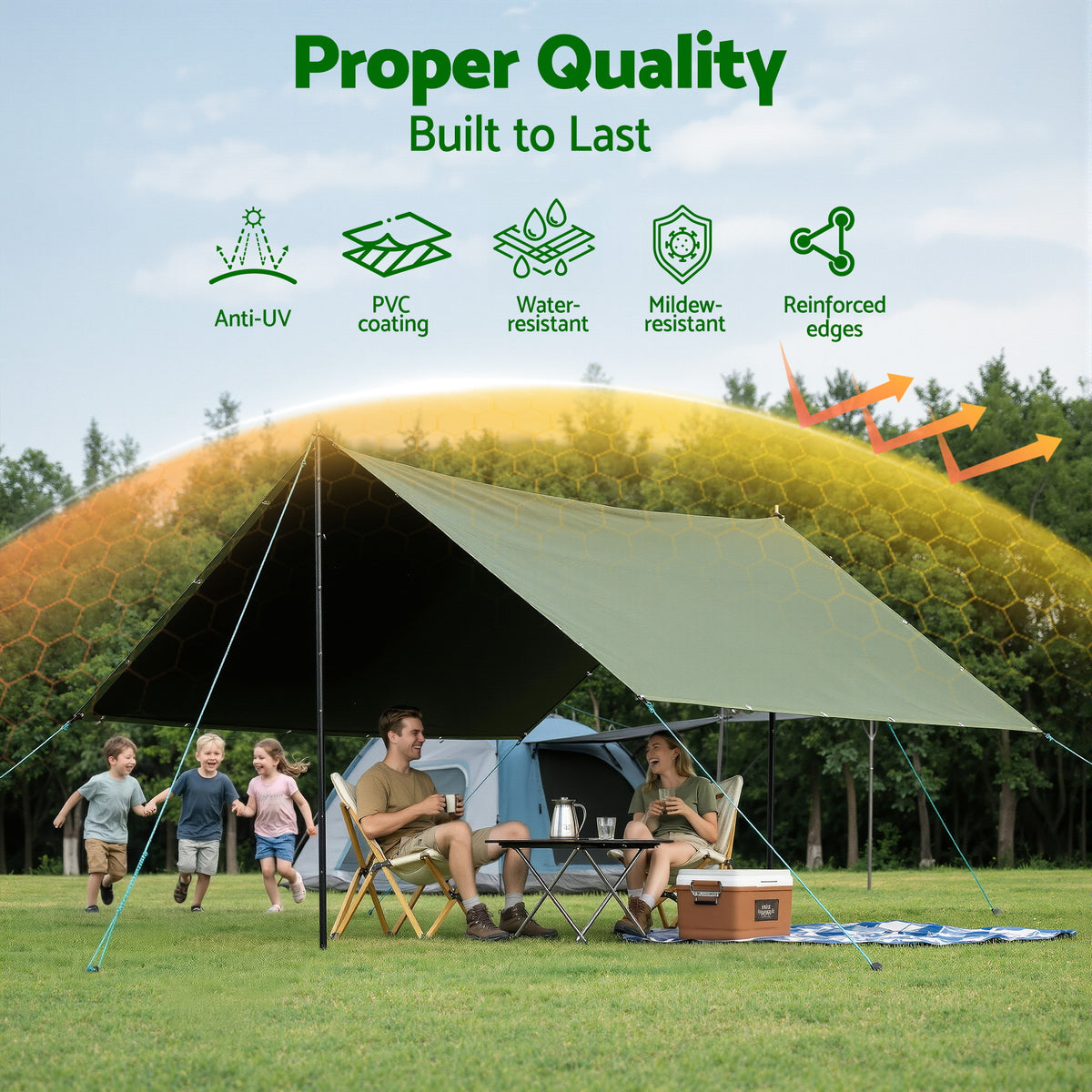 Canvas Tarp | 2x3m | 600GSM | Heavy Duty Water Resistant | Camping