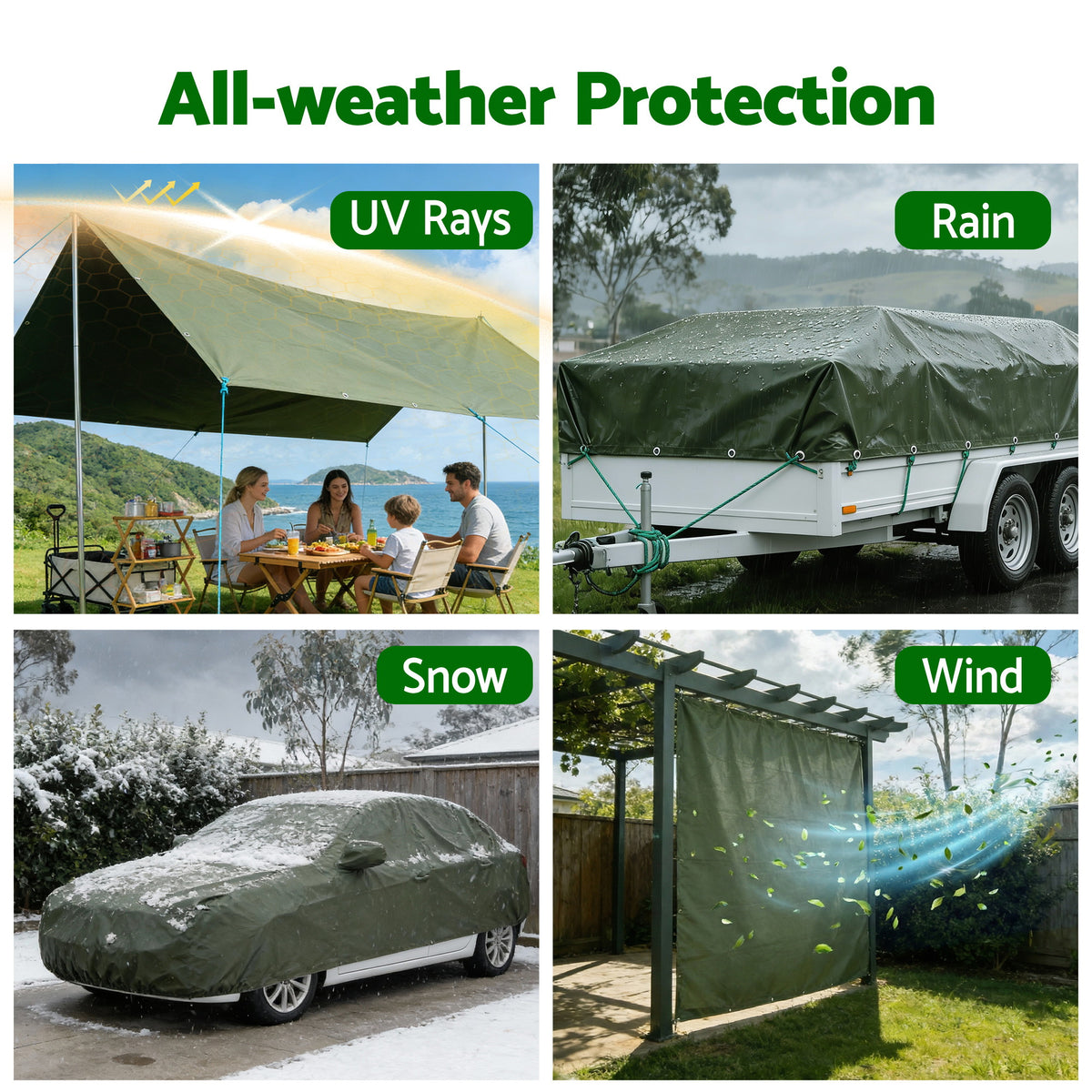 Canvas Tarp | 2x3m | 600GSM | Heavy Duty Water Resistant | Camping