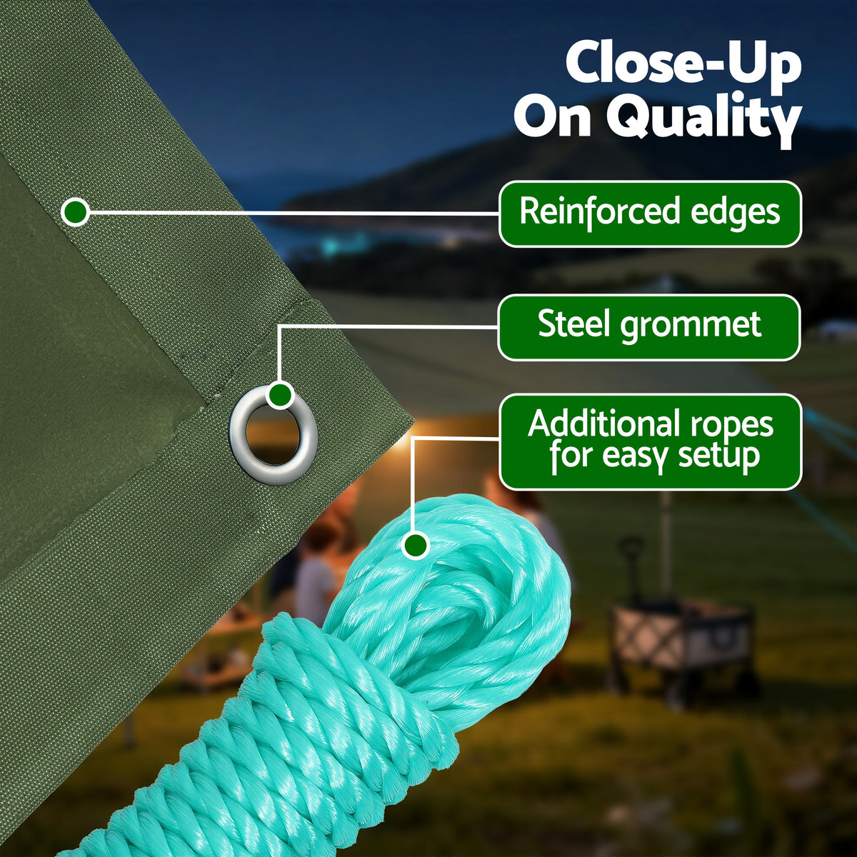 Canvas Tarp | 2x3m | 600GSM | Heavy Duty Water Resistant | Camping