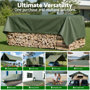 Canvas Tarp | 2x3m | 600GSM | Heavy Duty Water Resistant | Camping