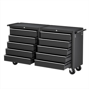 Tool Chest Trolley | 10 Drawer Rolling Toolbox | Black
