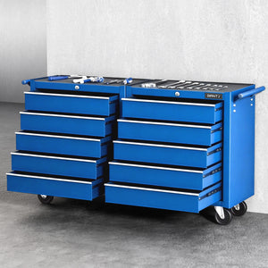 Tool Chest Trolley | 10 Drawer Toolbox | Storage Cabinet | Blue