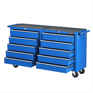 Tool Chest Trolley | 10 Drawer Toolbox | Storage Cabinet | Blue