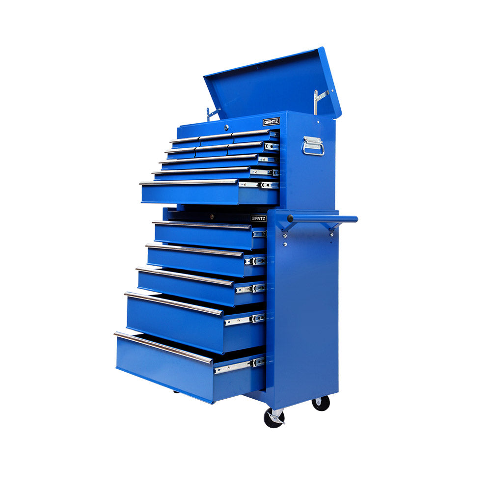 Tool Box Cabinet Chest | 14 Drawer | Mechanic Garage Storage Trolley | Blue
