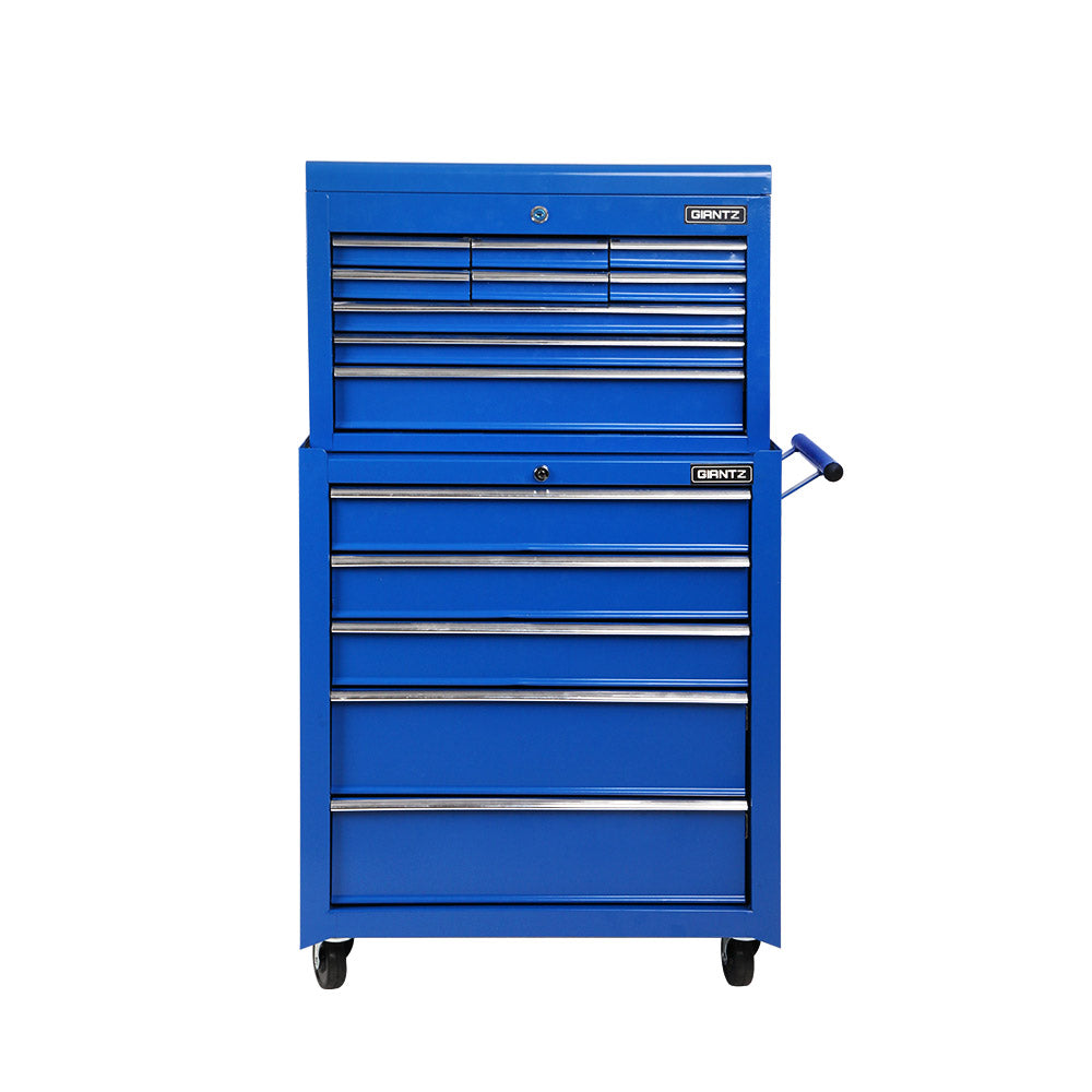 Tool Box Cabinet Chest | 14 Drawer | Mechanic Garage Storage Trolley | Blue