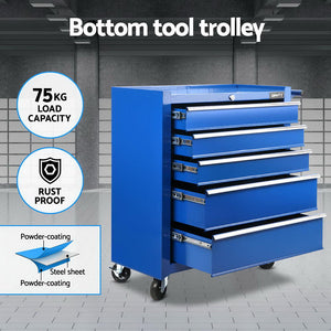 15-Drawer Tool Chest Trolley | 2-in-1 Garage Storage | Blue