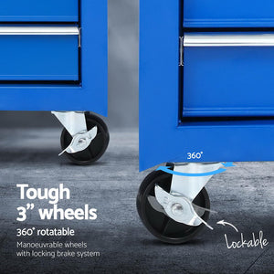 15-Drawer Tool Chest Trolley | 2-in-1 Garage Storage | Blue