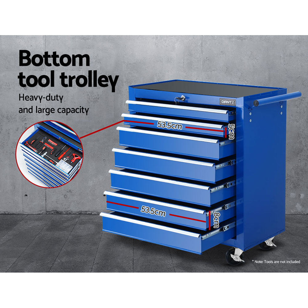 Tool Box Cabinet Chest | 17 Drawer Trolley | Garage Storage Box | Blue