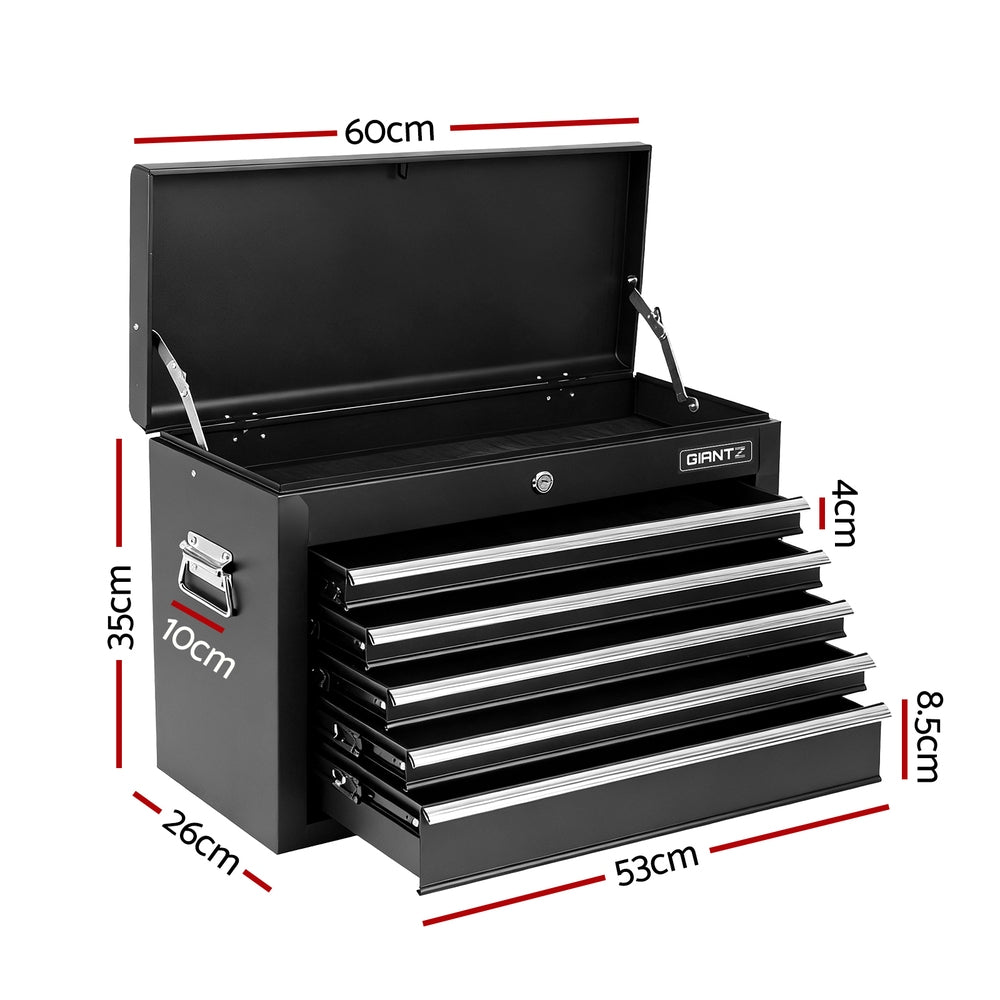 Tool Chest | 5 Drawer Lockable Cabinet | Garage Storage | Black
