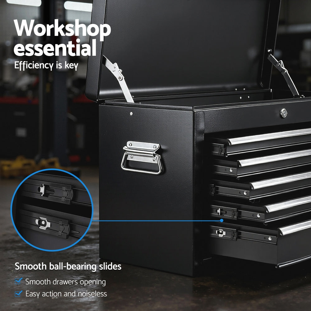 Tool Chest | 5 Drawer Lockable Cabinet | Garage Storage | Black