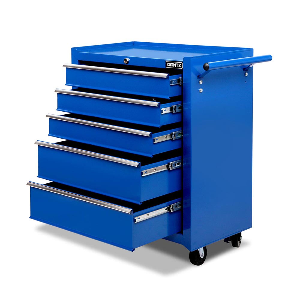 Tool Box Cabinet Chest | 5 Drawer Trolley | Garage Storage Toolbox | Blue