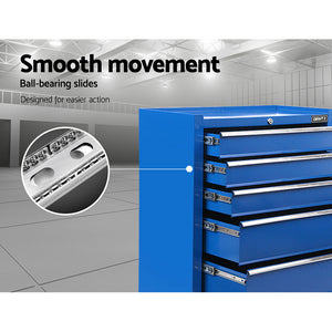Tool Box Cabinet Chest | 5 Drawer Trolley | Garage Storage Toolbox | Blue