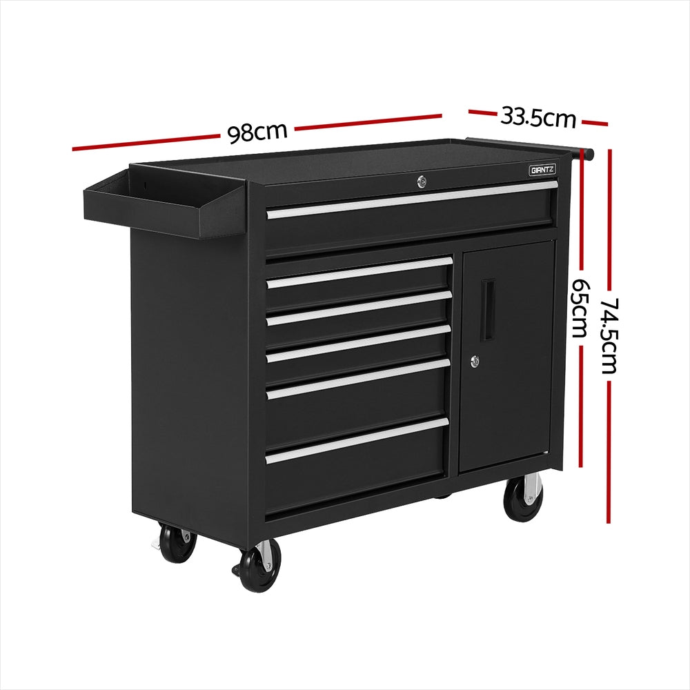 6 Drawer Tool Box Chest Cabinet | Toolbox Storage Garage Organiser Wheels