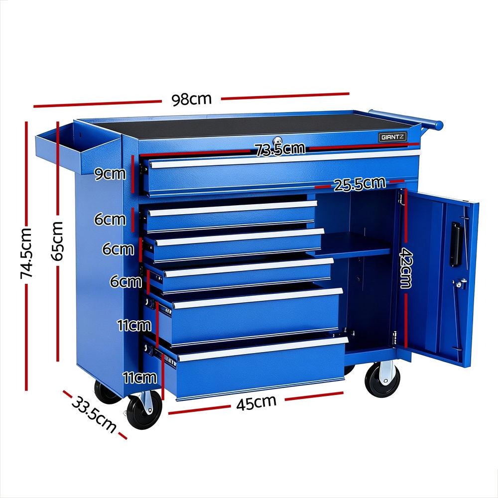 Tool Chest Trolley | 6 Drawer Rolling Cabinet | Wheels | Storage Organiser